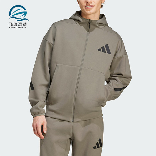 阿迪达斯男士连帽宽松短款外套