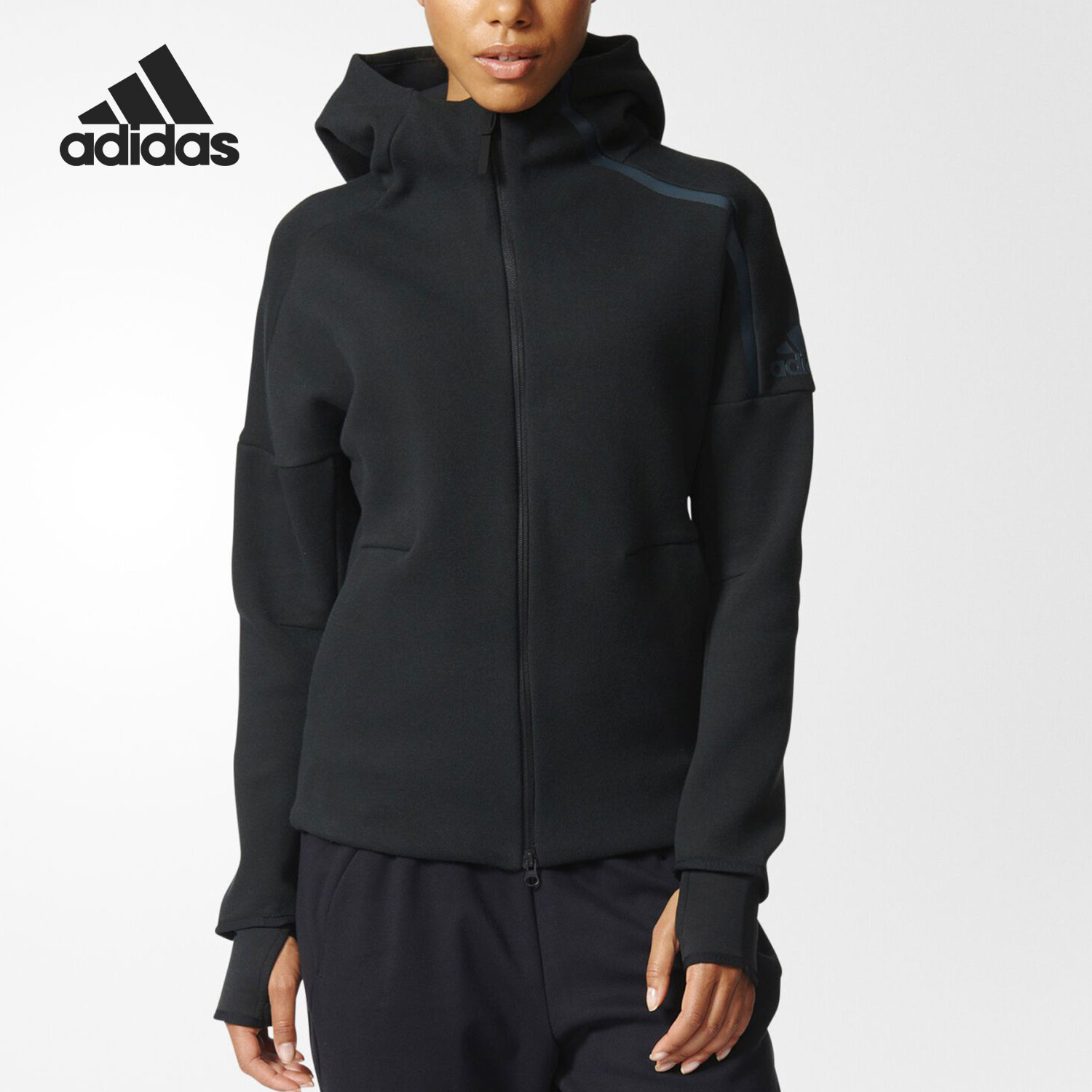Adidas/阿迪达斯正品当季女子连帽新款休闲运动夹克外套 S95345