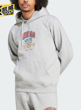 Adidas/阿迪达斯正品三叶草男士休闲针织宽松连帽日常卫衣IX6770