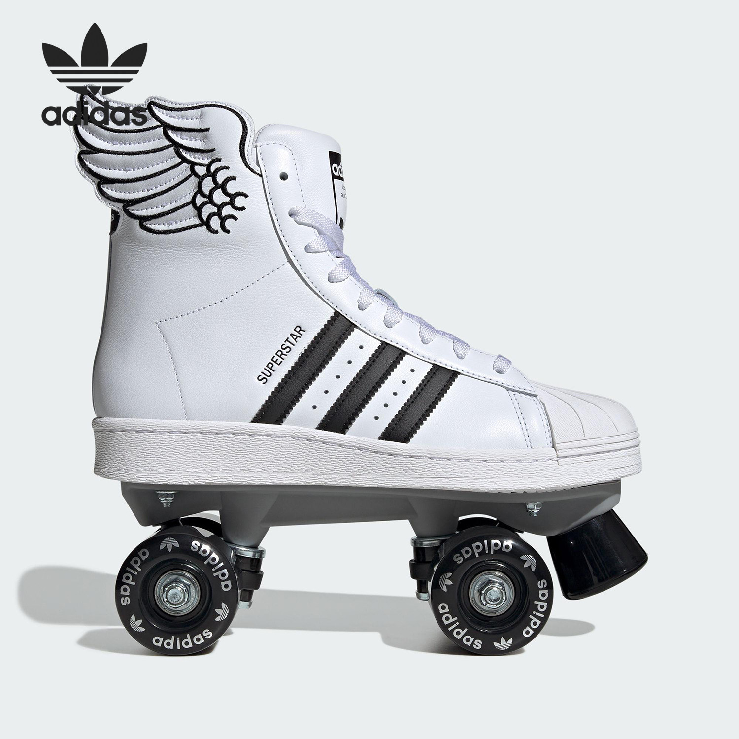 Adidas/阿迪达斯正品三叶草男女经典透气双排轮滑溜冰鞋JR8376
