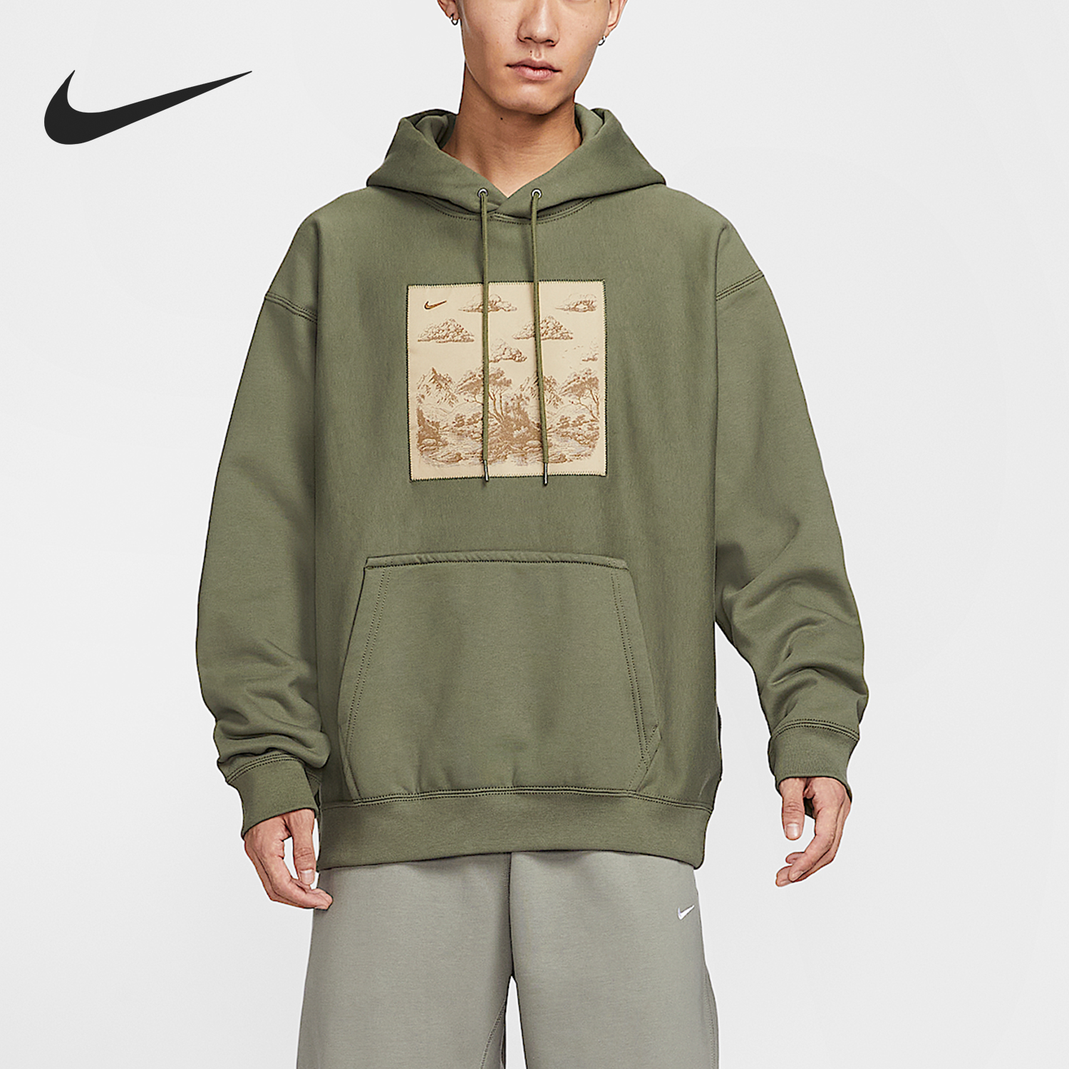 Nike/耐克正品Solo Swoosh男士休闲连帽针织加绒卫衣HV4115-222