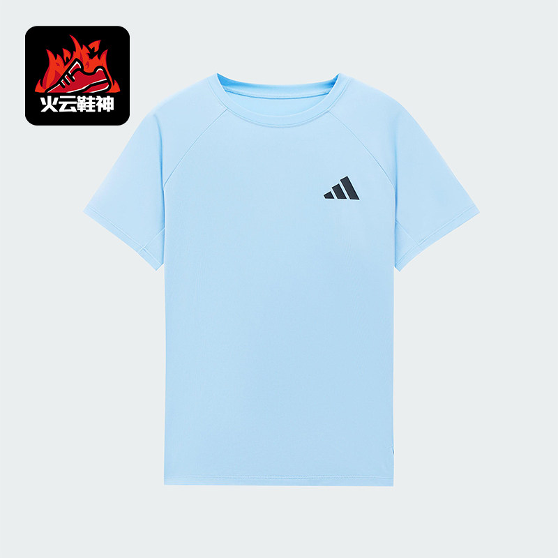 Adidas/阿迪达斯正品夏季儿童透气针织运动跑步休闲短袖T恤KG3136