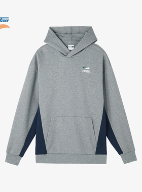 Puma/彪马正品PUMAS Hoody男士拼接口袋连帽印花时尚保暖卫衣
