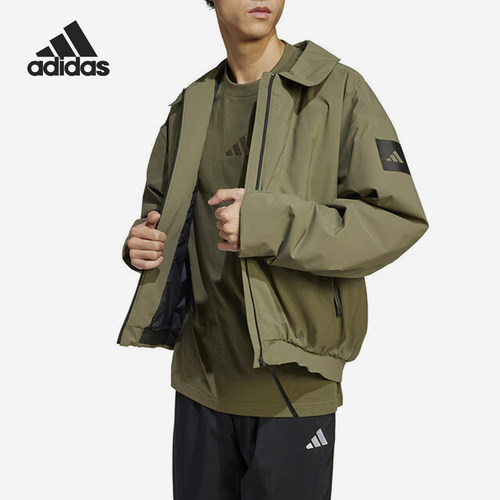 Adidas/阿迪达斯正品运动男士翻领休闲保暖复古棉服JD1123