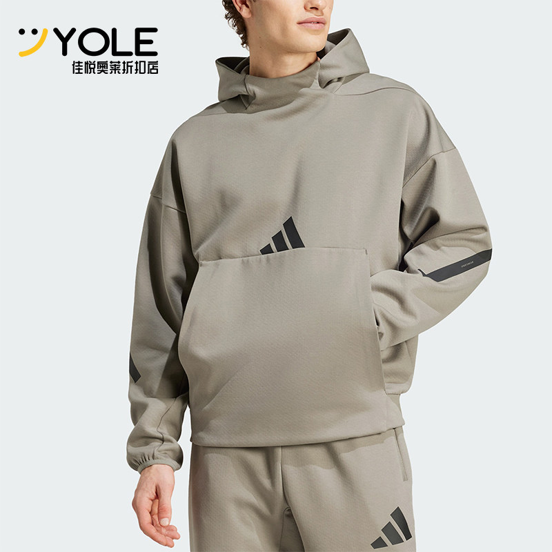 阿迪达斯男士连帽宽松保暖卫衣