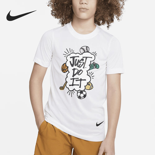 Nike/耐克正品当季新款大童运动休闲圆领短袖DX9534-100