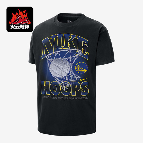 Nike/耐克正品NBA男士字母印花复古针织经典短袖T恤HQ1281-010