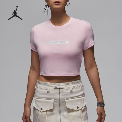 Nike/耐克正品JORDAN女士时尚休闲修身运动短袖T恤HM4903-663