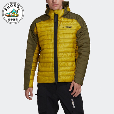 Adidas/阿迪达斯正品冬季男士保暖时尚拼接连帽休闲羽绒服HH9215