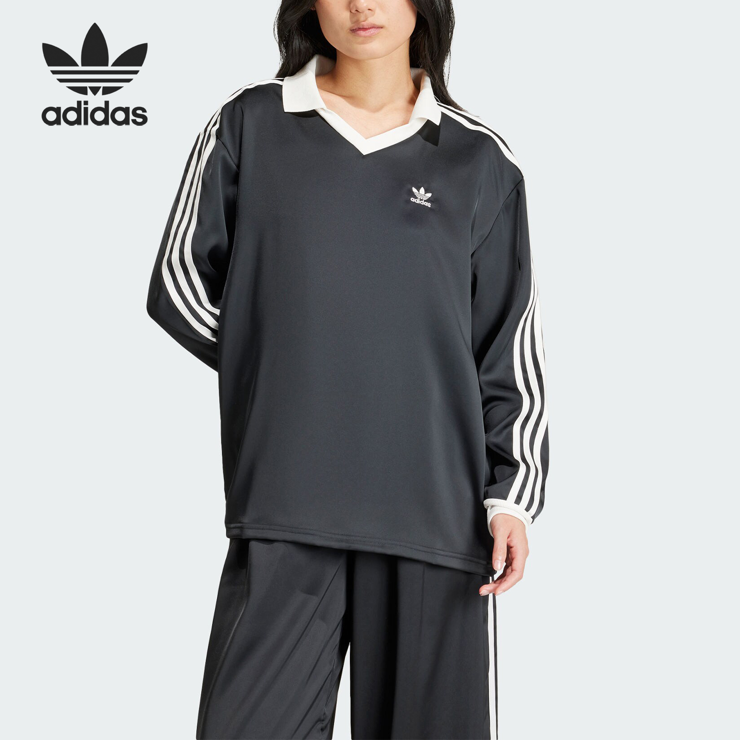 Adidas/阿迪达斯正品三叶草女士运动宽松长袖T恤球衣IR6099