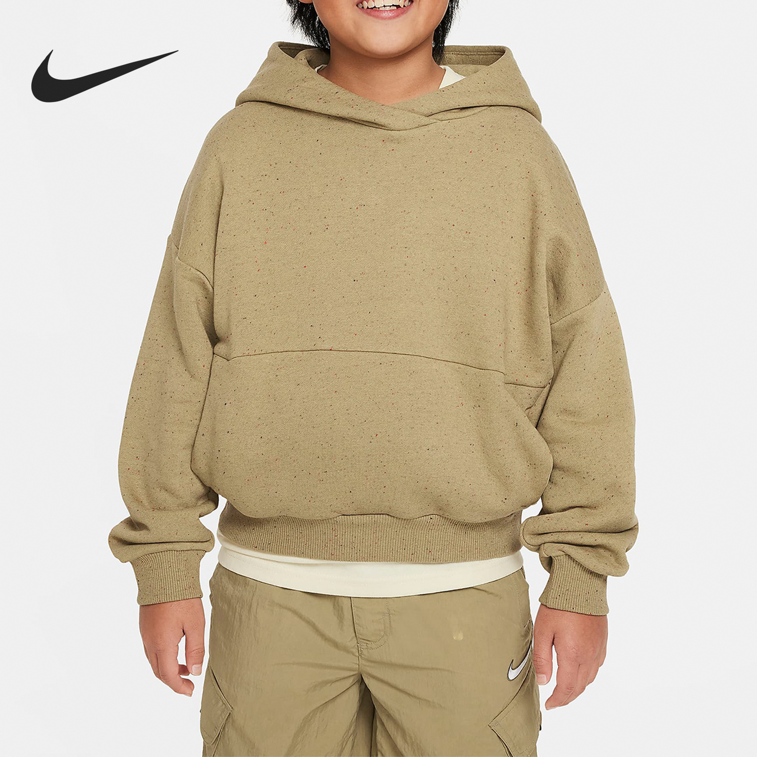 耐克正品大童加绒连帽卫衣
