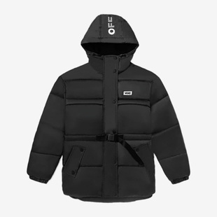 Vans/范斯女子新款保暖防风纯色连帽中长款运动羽绒服VN0A5F61