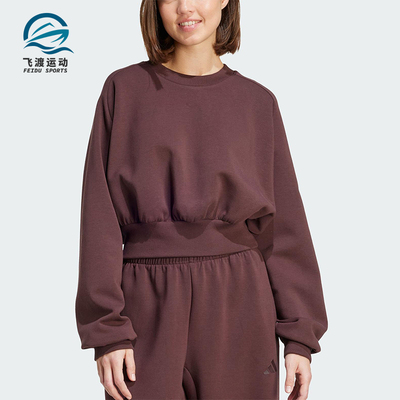 Adidas/阿迪达斯正品2025秋季款女士日常圆领套头短款卫衣JW5072