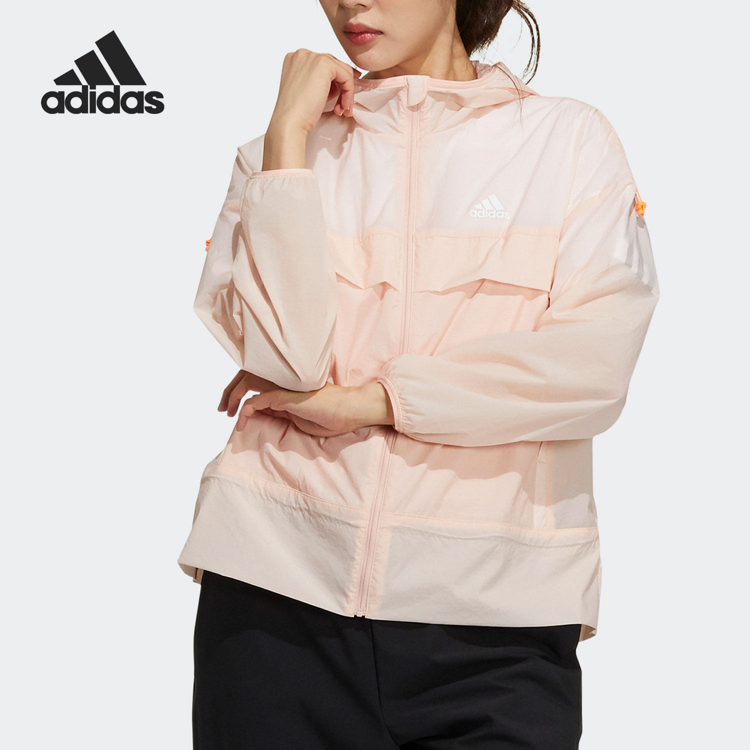 Adidas/阿迪达斯正品薄款夏季女子连帽运动夹克外套 GP0672