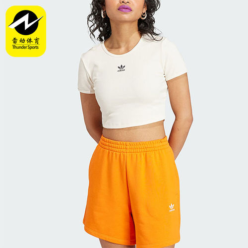 Adidas/阿迪达斯正品三叶草女士短款舒适时尚修身短袖T恤IJ7804