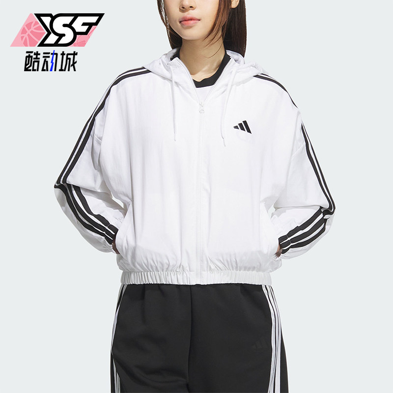 Adidas/阿迪达斯正品W 3S WV WB女士运动短款条纹外套JZ2161图片