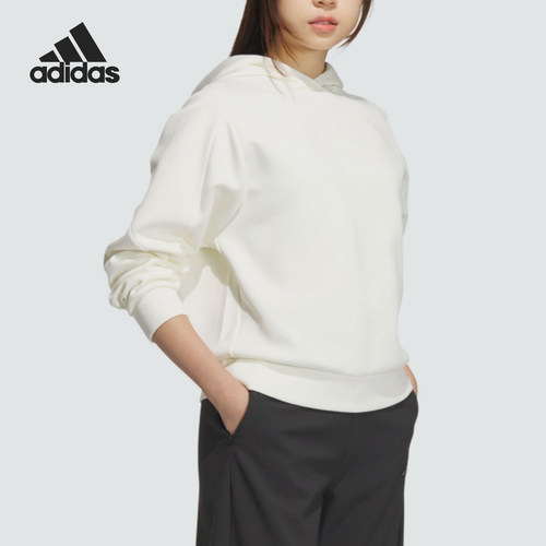 Adidas/阿迪达斯正品2025春季女士针织连帽休闲卫衣JM8793