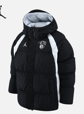 Nike/耐克正品布鲁克林篮网队NBA男子连帽棉服外套DR2441-010