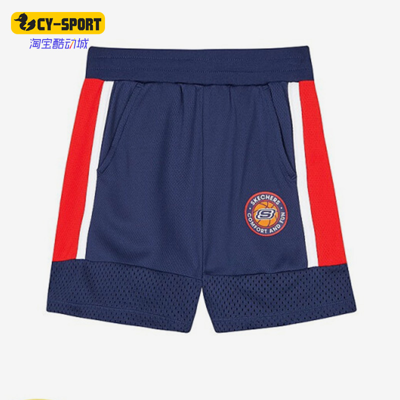 Skechers/斯凯奇正品夏季新款透气男女大童运动短裤 L222B075