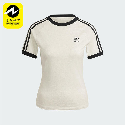 Adidas/阿迪达斯正品三叶草女士印花圆领经典套头修身短袖IR8104