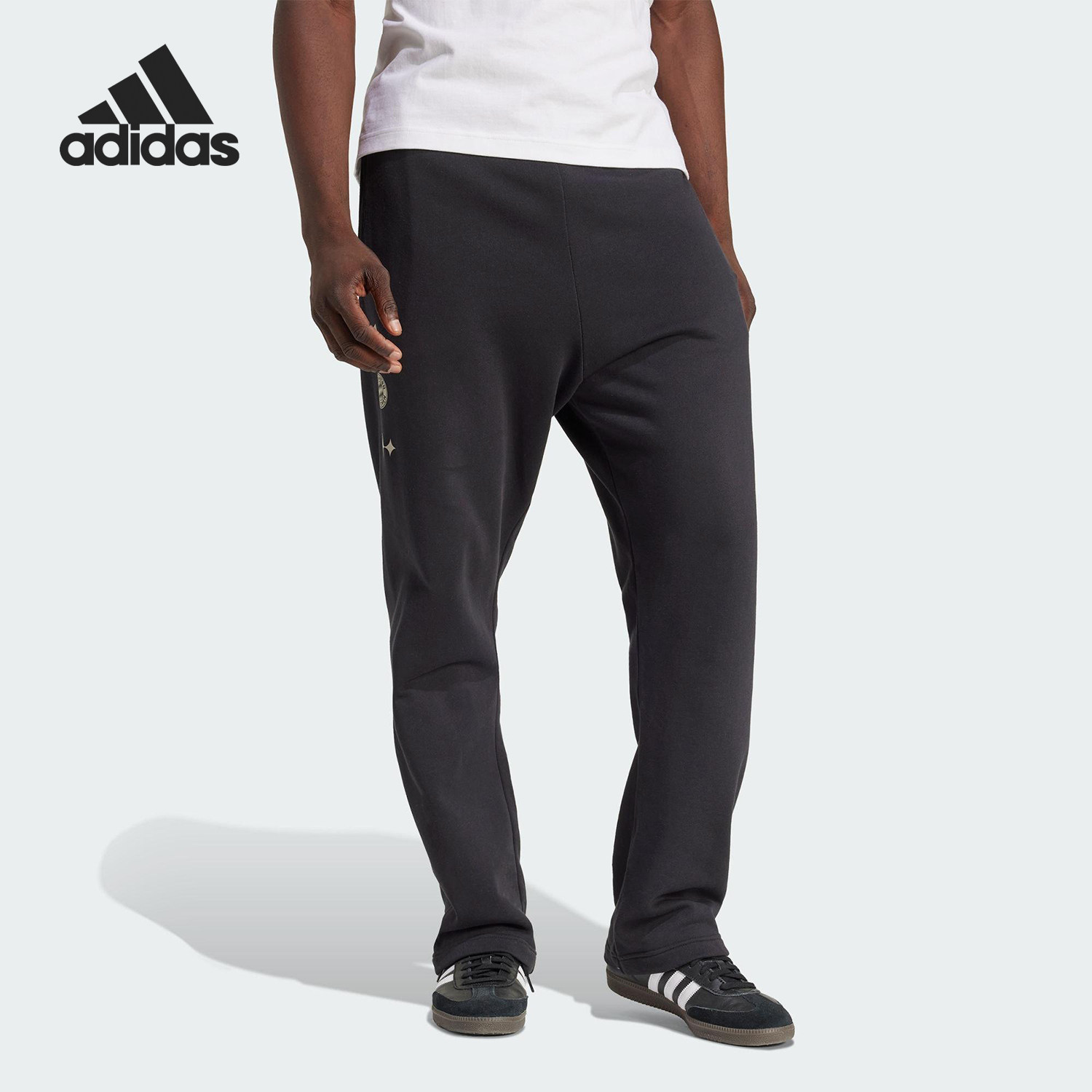 Adidas/阿迪达斯正品2025男士足球训练经典耐穿图案运动裤JF0578