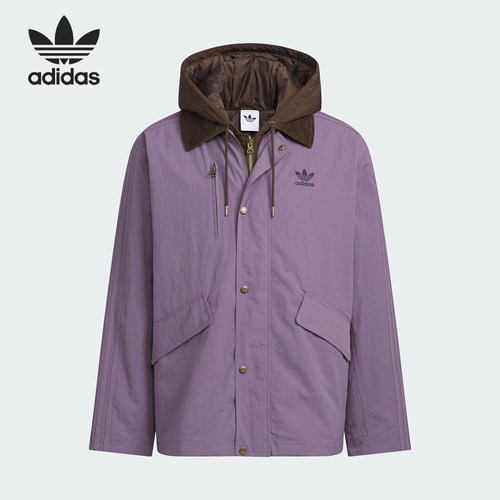 Adidas/阿迪达斯正品三叶草男士休闲连帽二合一复古棉服KW1240