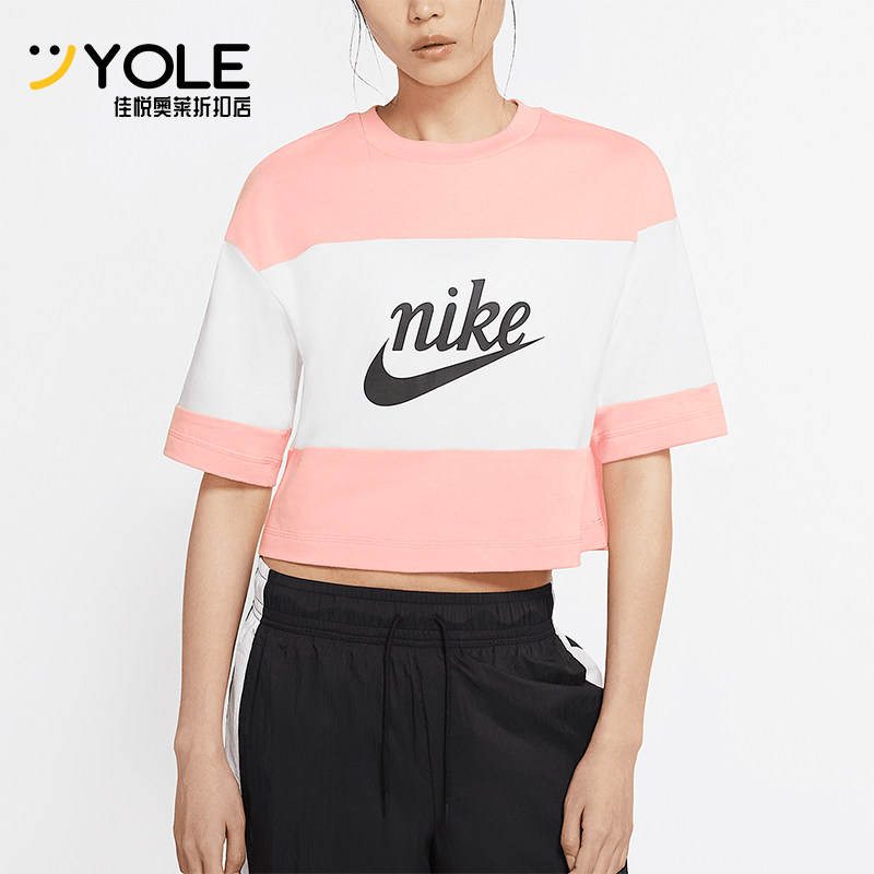 Nike/耐克正品夏季新款女士拼接短款透气运动短袖CK1302-101图片