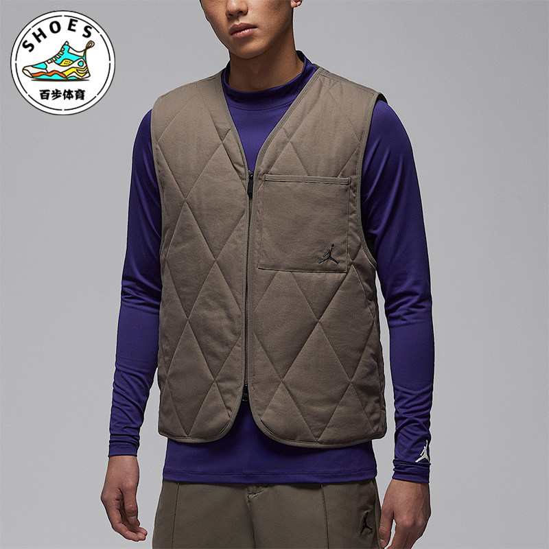 Nike/耐克正品JORDAN男士休闲V领保暖刺绣运动棉马甲HQ8680-040