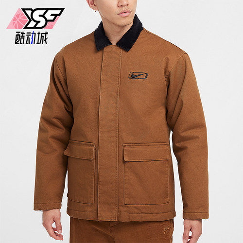 耐克男士工装翻领运动保暖棉服