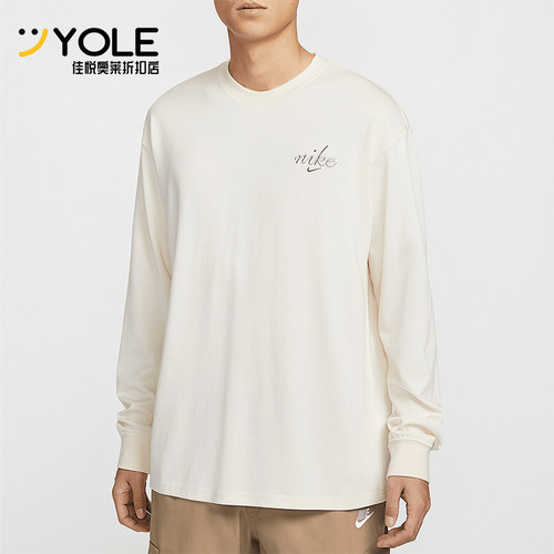 Nike/耐克正品Sportswear男士刺绣圆领长袖T恤HQ8166-901