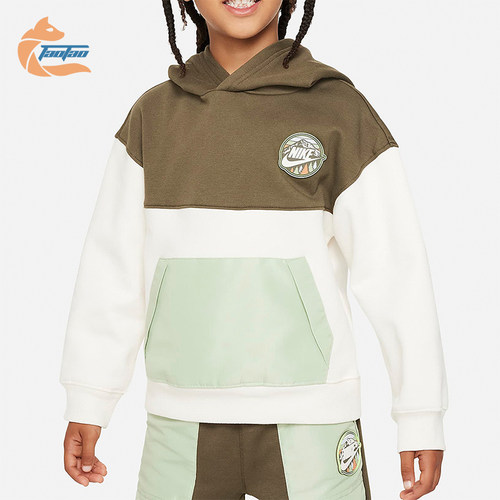 Nike/耐克正品2025秋季款小童休闲连帽拼接套头卫衣FZ1686-110
