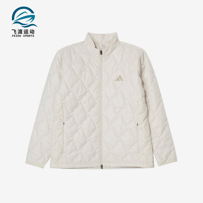 Adidas/阿迪达斯正品立领拉链长袖棉服新款经典米白色棉服KD7996