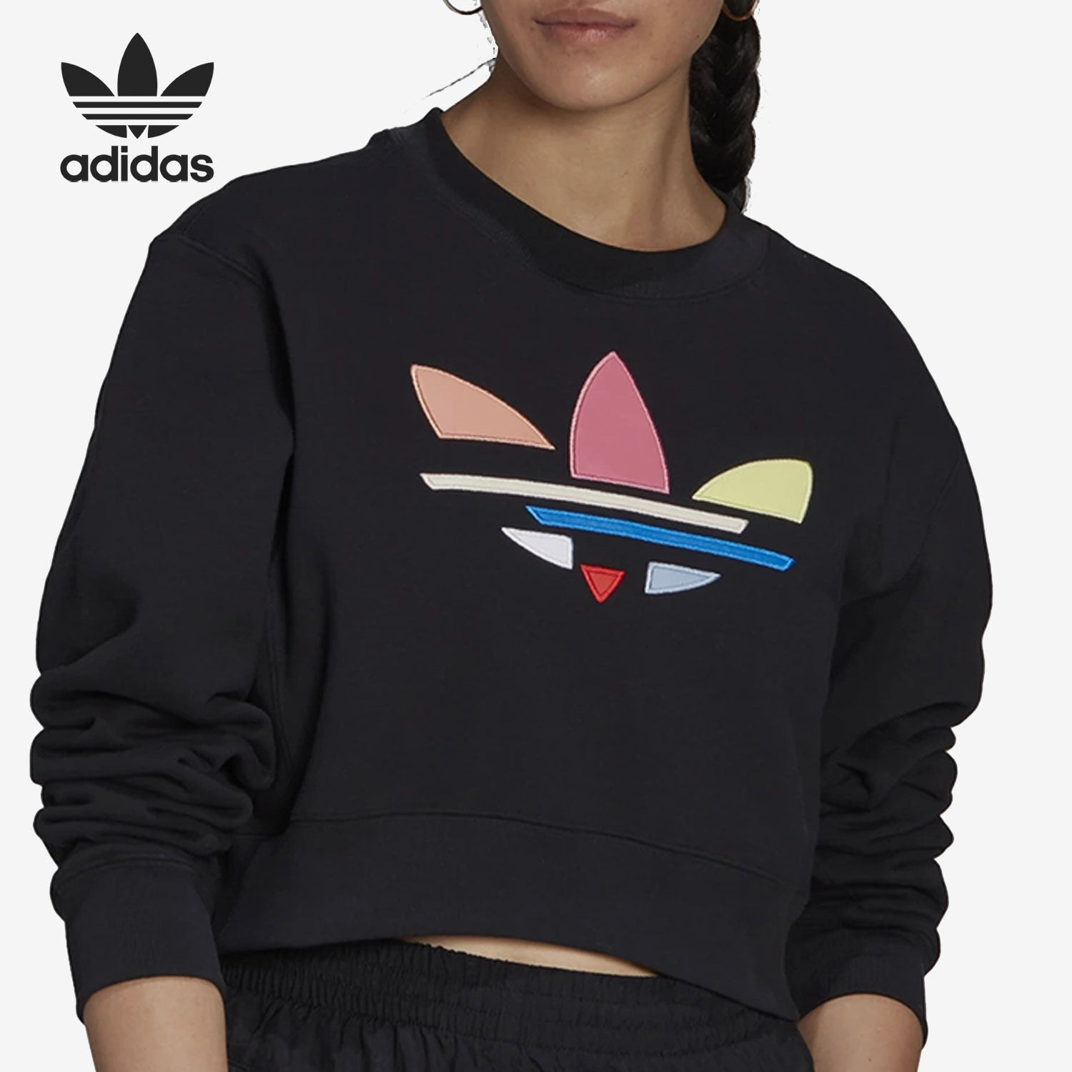 Adidas/阿迪达斯正品三叶草秋季新款女子运动套头卫衣 H22854
