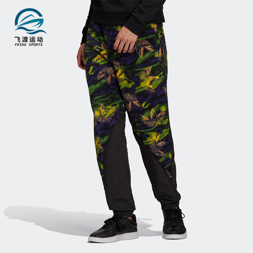 Adidas/阿迪达斯正品三叶草男士运动潮流休闲系带印花长裤GE0800
