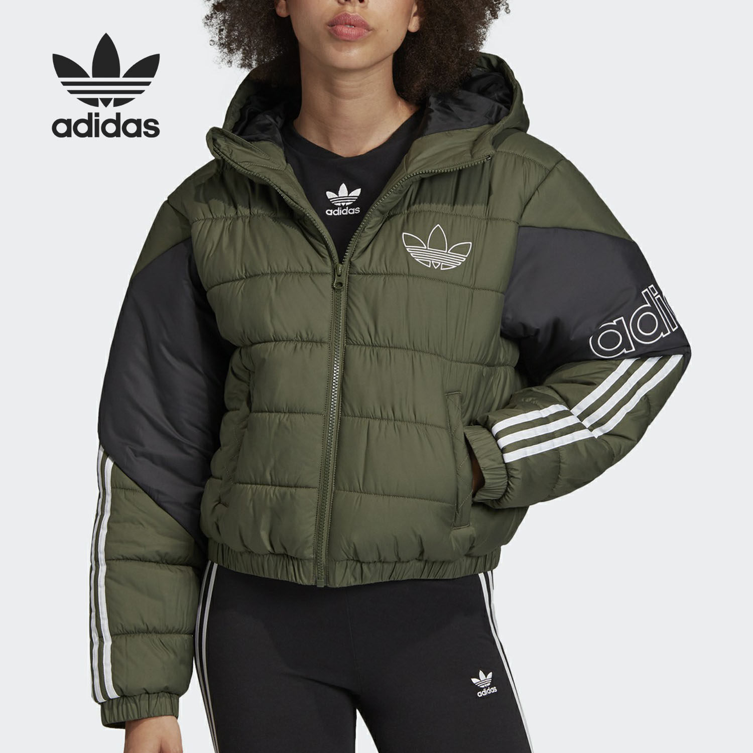 Adidas/阿迪达斯正品三叶草女子 JACKET 冬季运动棉服FJ6529