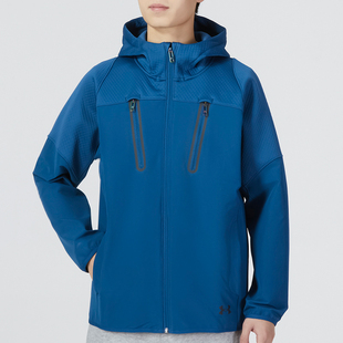 拉链复古宽松梭织连帽夹克外套1374630 运动男士 437 安德玛正品