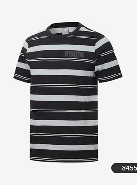Puma/彪马正品秋冬新款运动休闲透气条纹男子半袖T恤 845576-52