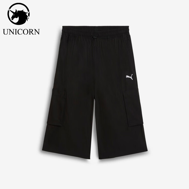 Puma/彪马正品2025秋季款男女工装运动休闲透气六分短裤631846-01