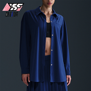 Nike/耐克正品2025 Dri-FIT女士翻领休闲运动宽松衬衫HM8385-455