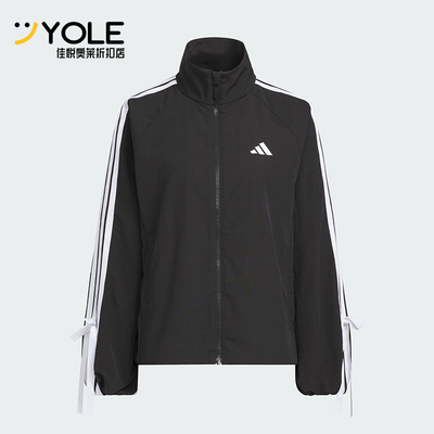 Adidas/阿迪达斯正品DANCE WB 1女士宽松蝴蝶结三条纹外套KT5003