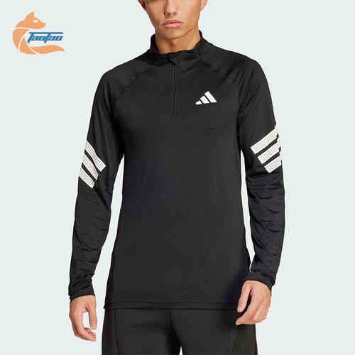 Adidas/阿迪达斯正品GYM综合训练半开襟男士经典长袖T恤JW7567