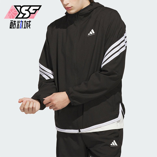 Adidas/阿迪达斯正品JACKET 男士休闲连帽篮球梭织运动外套KA9896
