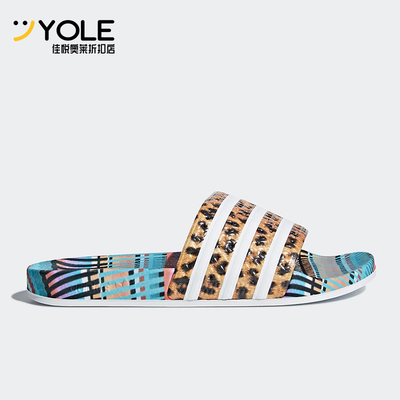 Adidas/阿迪达斯正品三叶草女士印花时尚休闲耐磨运动拖鞋CM8223