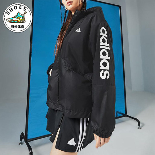 Adidas/阿迪达斯正品W LIN WB女士宽松经典连帽图案外套H07842