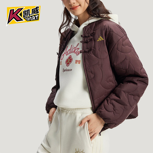 Adidas/阿迪达斯正品冬季女士宽松保暖运动休闲复古棉服KS0629