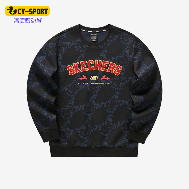 Skechers/斯凯奇正品新款男子运动休闲圆领套头卫衣L123M016-02PB