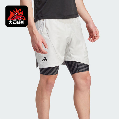 Adidas/阿迪达斯正品AeroreadyTwo-In-OnePro网球经典短裤IU3204