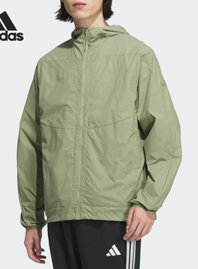 Adidas/阿迪达斯正品2025男士梭织透气经典连帽运动夹克JZ8403
