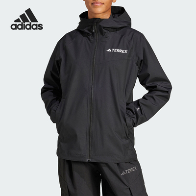 Adidas/阿迪达斯正品新款女士户外运动梭织连帽冲锋衣JN8813