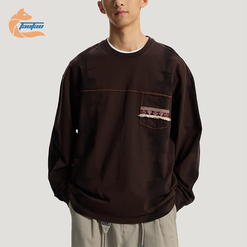 Adidas/阿迪达斯正品三叶草男士复古针织运动宽松长袖T恤KW5672